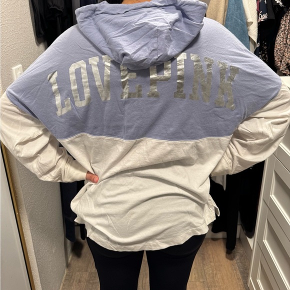 PINK Victoria’s Secret Woman’s Blue and White Hoodie - Picture 4 of 6